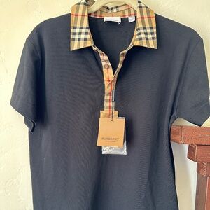 Burberry  Vintage Check Trim Cotton Piqué Polo Shirt